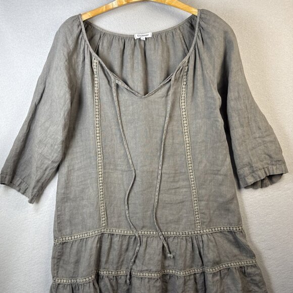 Rosemarine 100% Linen Midi Dress Womens Size‎ M Coastal Lagenlook Made in Italy - Picture 1 of 11